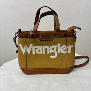 Wrangler Canvas & Faux Leather Mini Tote Crossbody Bag